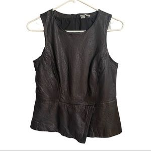 Halogen Black Leather Sleeveless Top